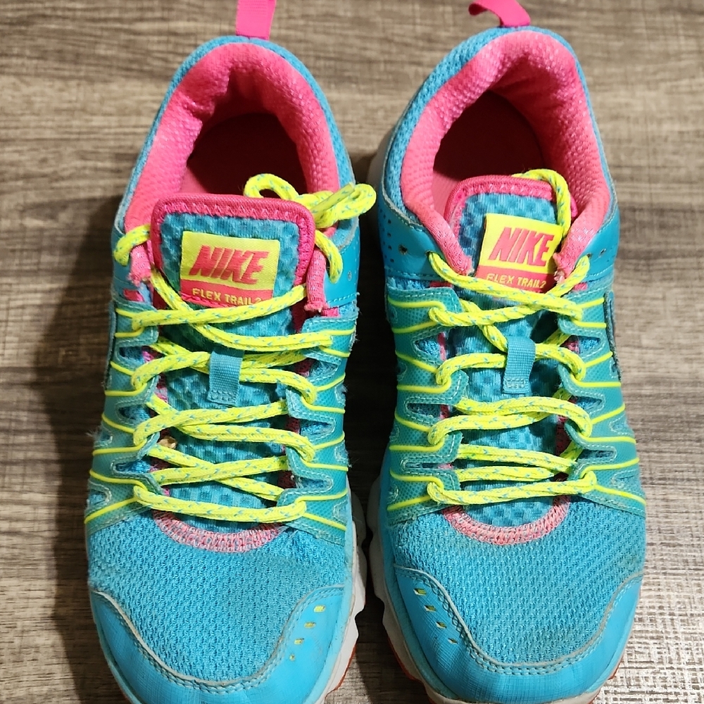 Nike Women's Flex Trail Turquoise and Neon Sneakers